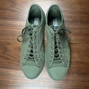 NOTHING NEW Mens Lace Up Low Top Canvas Sneakers Shoes Olive US Size 12
